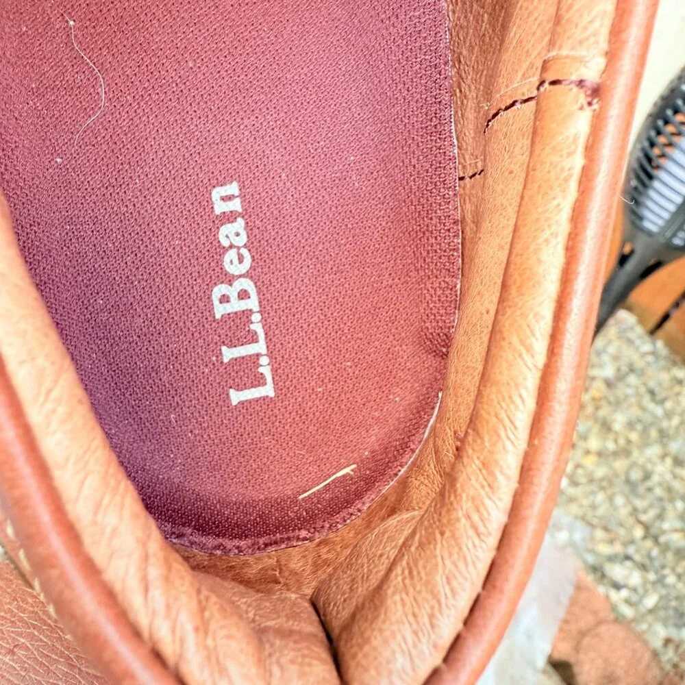 L.L. Bean Mens Leather Boat Shoes Size 8 Wide Brown Casual Footwear